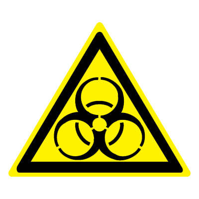 Знак W16 Осторожно. Биологическая опасность (Инфекционные вещества) •ГОСТ 12.4.026-2015• (Пластик 200 х 200)