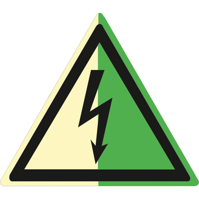Знак W08 Опасность поражения электрическим током •ГОСТ 34428-2018• (Фотолюминесцентный Пленка 200 x 200)