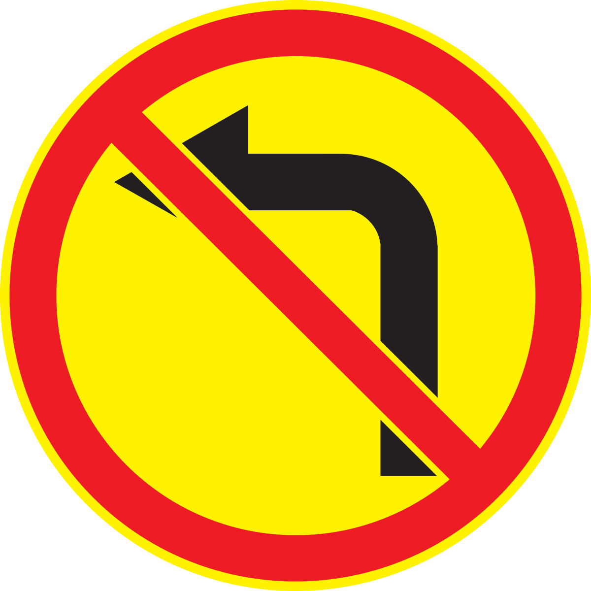 Дорожный знак 3.18.2 Поворот налево запрещен (Временный D=700) Тип А