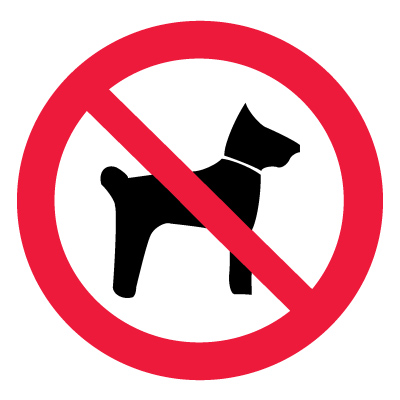 Знак P14 Запрещается вход (проход) с животными •ГОСТ 12.4.026-2015• (Пластик 200 х 200)
