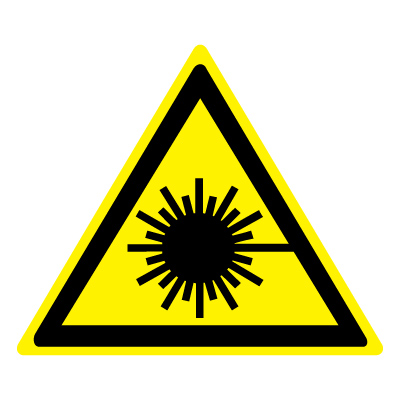 Знак W10 Опасно. Лазерное излучение •ГОСТ 12.4.026-2015• (Пленка 200 х 200)