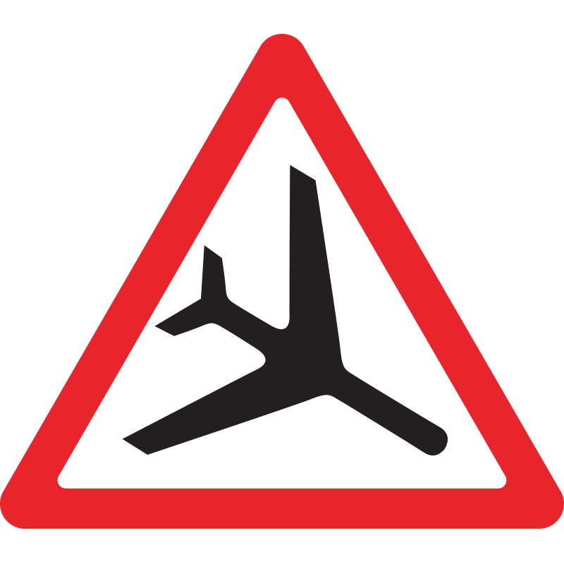 Дорожный знак 1.30 Низколетящие самолеты (A=900) Тип А