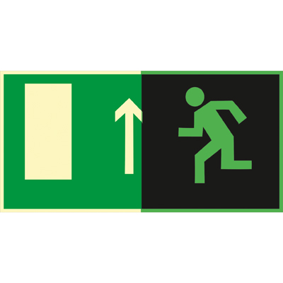 Знак E12 Направление к эвакуационному выходу прямо (Фотолюминесцентный Пластик 150 x 300)