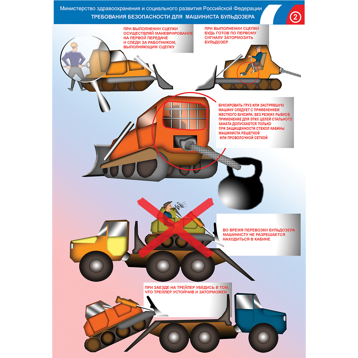 Плакат "Требования безопасности для машиниста бульдозера" (Бумага ламинированная,  к-т из 2 л.)