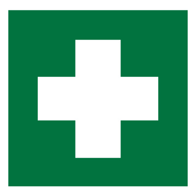 Знак EC01 Аптечка первой медицинской помощи •ГОСТ 12.4.026-2015• (Пластик 100 х 100)