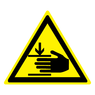 Знак W27 Осторожно. Возможно травмирование рук •ГОСТ 12.4.026-2015• (Пластик 200 х 200)