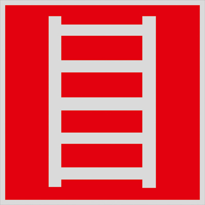 Знак F03 Пожарная лестница •ГОСТ 12.4.026-2015• (Световозвращающий Пленка 200 x 200)
