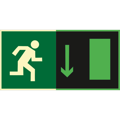 Знак E09 Указатель  двери  эвакуационного выхода (правосторонний ) (Фотолюминесцентный Пленка 150 x 300)