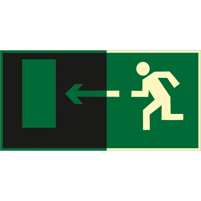 Знак E04 Направление к эвакуационному выходу налево •ГОСТ 34428-2018• (Фотолюминесцентный Пленка 150 x 300)