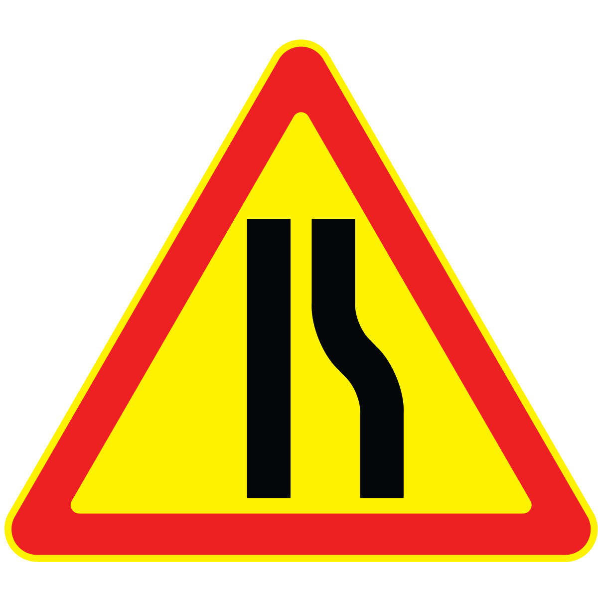 Дорожный знак 1.20.2 Сужение дороги (Временный A=900) Тип А