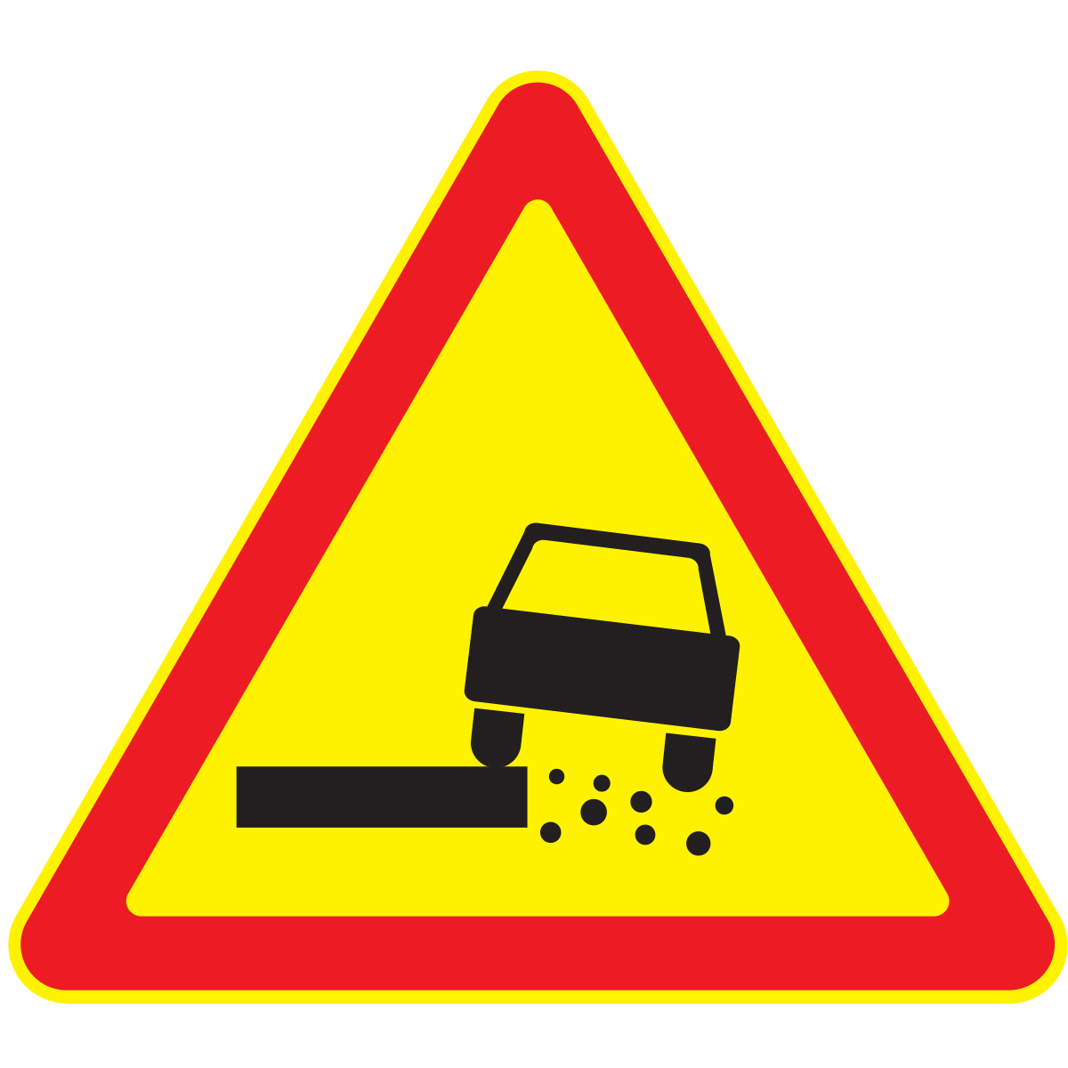 Дорожный знак 1.19 Опасная обочина (Временный A=900) Тип А