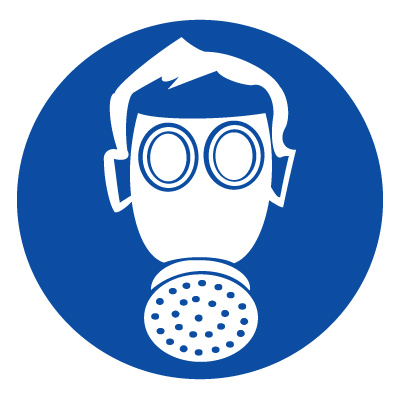 Знак M04 Работать в средствах индивидуальной защиты органов дыхания •ГОСТ 12.4.026-2015• (Пластик 100 х 100)