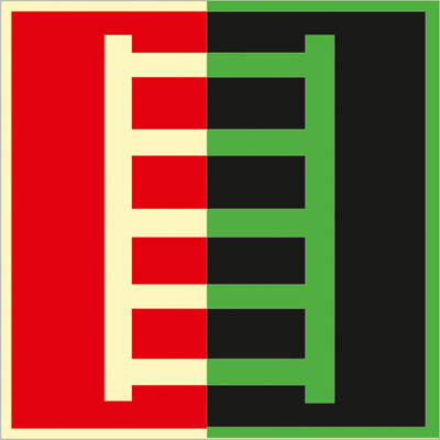 Знак F03 Пожарная лестница (Фотолюминесцентный Пленка 200 x 200)