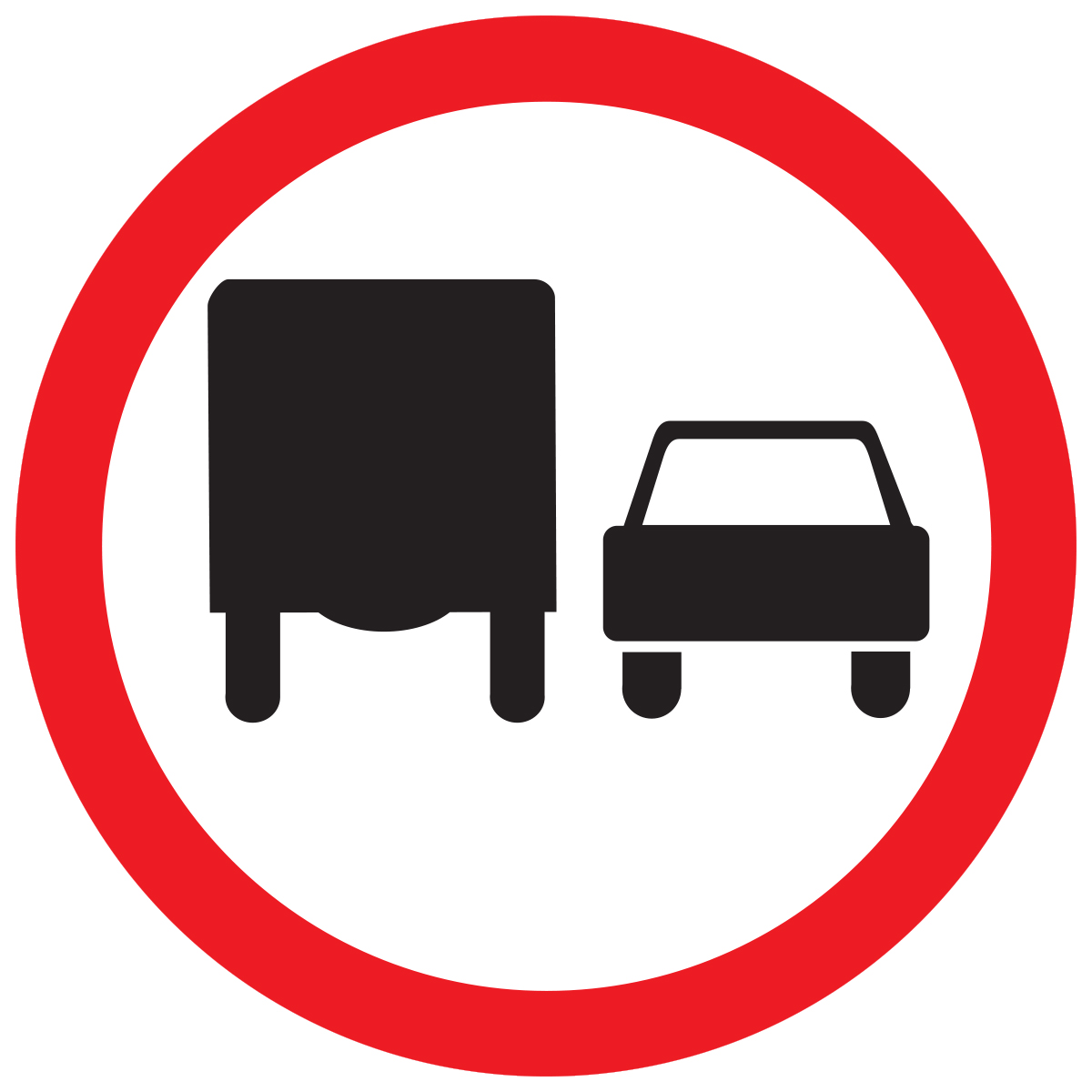 Дорожный знак 3.22 Обгон грузовым автомобилям запрещен (D=700) Тип А
