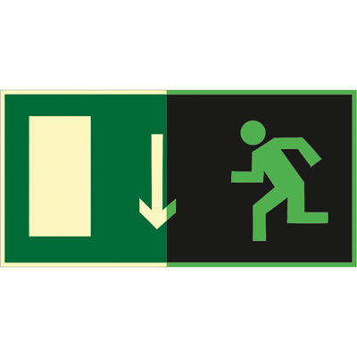 Знак E10 Указатель  двери  эвакуационного выхода (левосторонний) •ГОСТ 34428-2018• (Фотолюминесцентный Пленка 150 x 300)