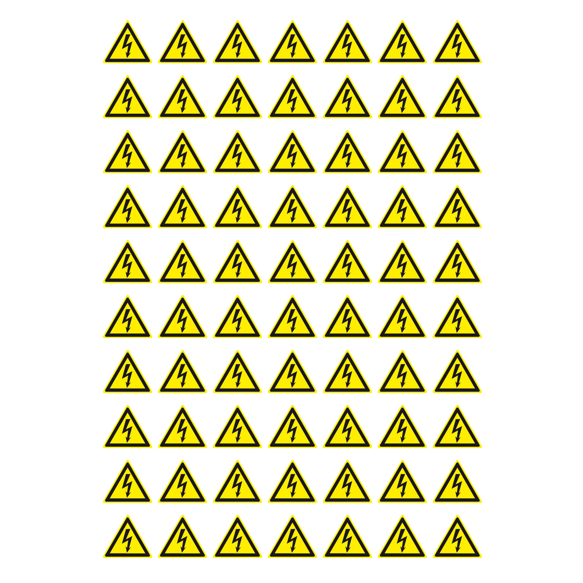 Знак W08 Опасность поражения электрическим током •ГОСТ 12.4.026-2015• (Пленка 25 х 25) - комплект из 70 штук