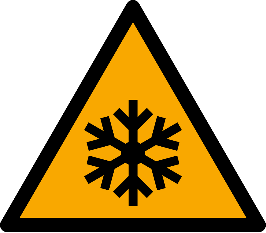 W010 Предупреждение; низкая температура/ Условия замерзания/Warning; Low temperature/freezing condit