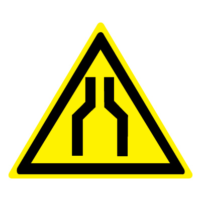Знак W30 Осторожно! Сужение проезда (прохода) (Пленка 250 X 250)