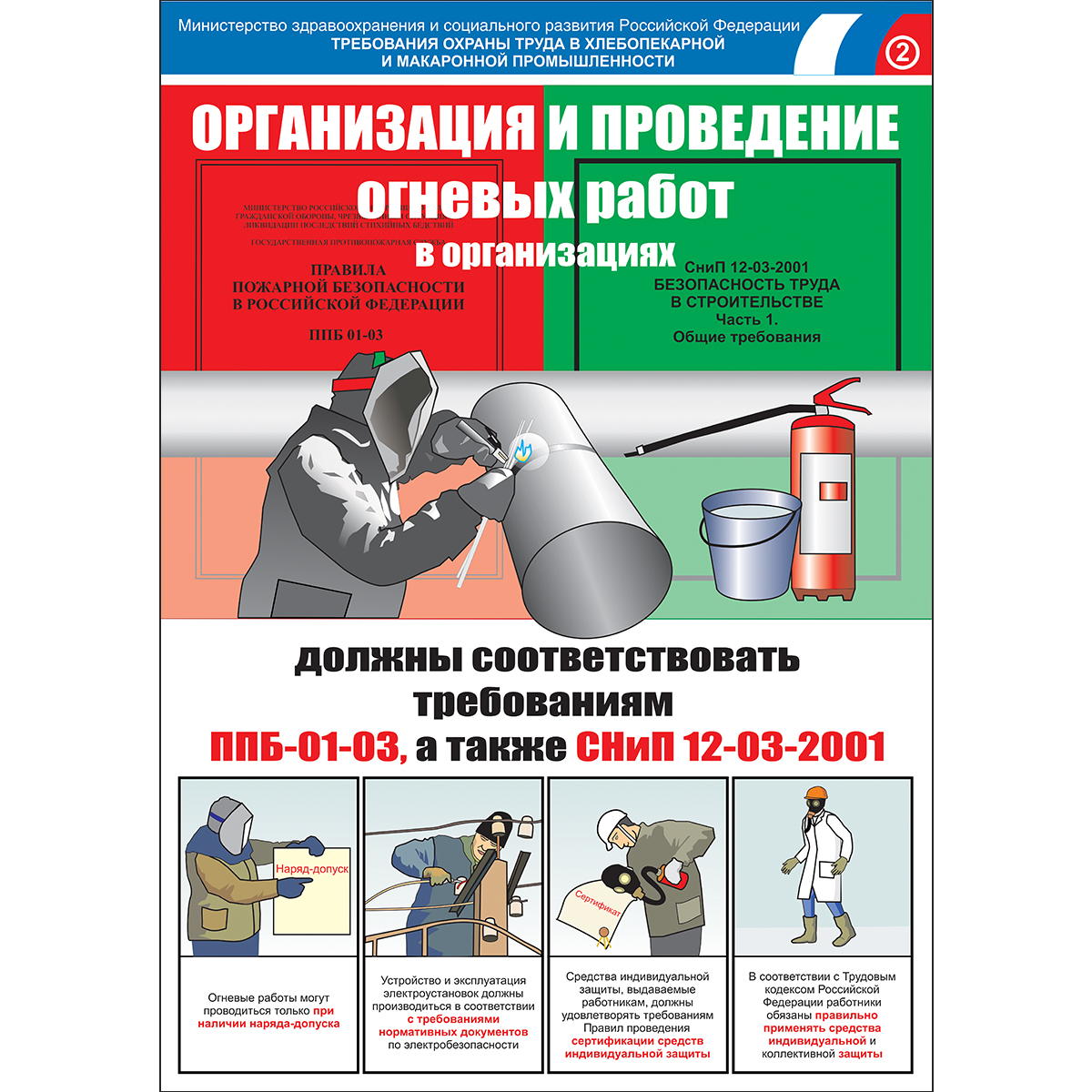 Плакат "Безопасность труда. Хлебобулочная и макаронная промышленность" (Бумага ламинированная,  к-т из 3 л.)