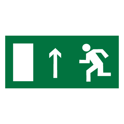 Знак E12 Направление к эвакуационному выходу прямо (левосторонний) •ГОСТ 12.4.026-2015• (Пластик 150 х 300)