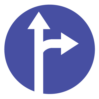 Дорожный знак 4.1.4 Движение прямо или направо (D=700) Тип Б