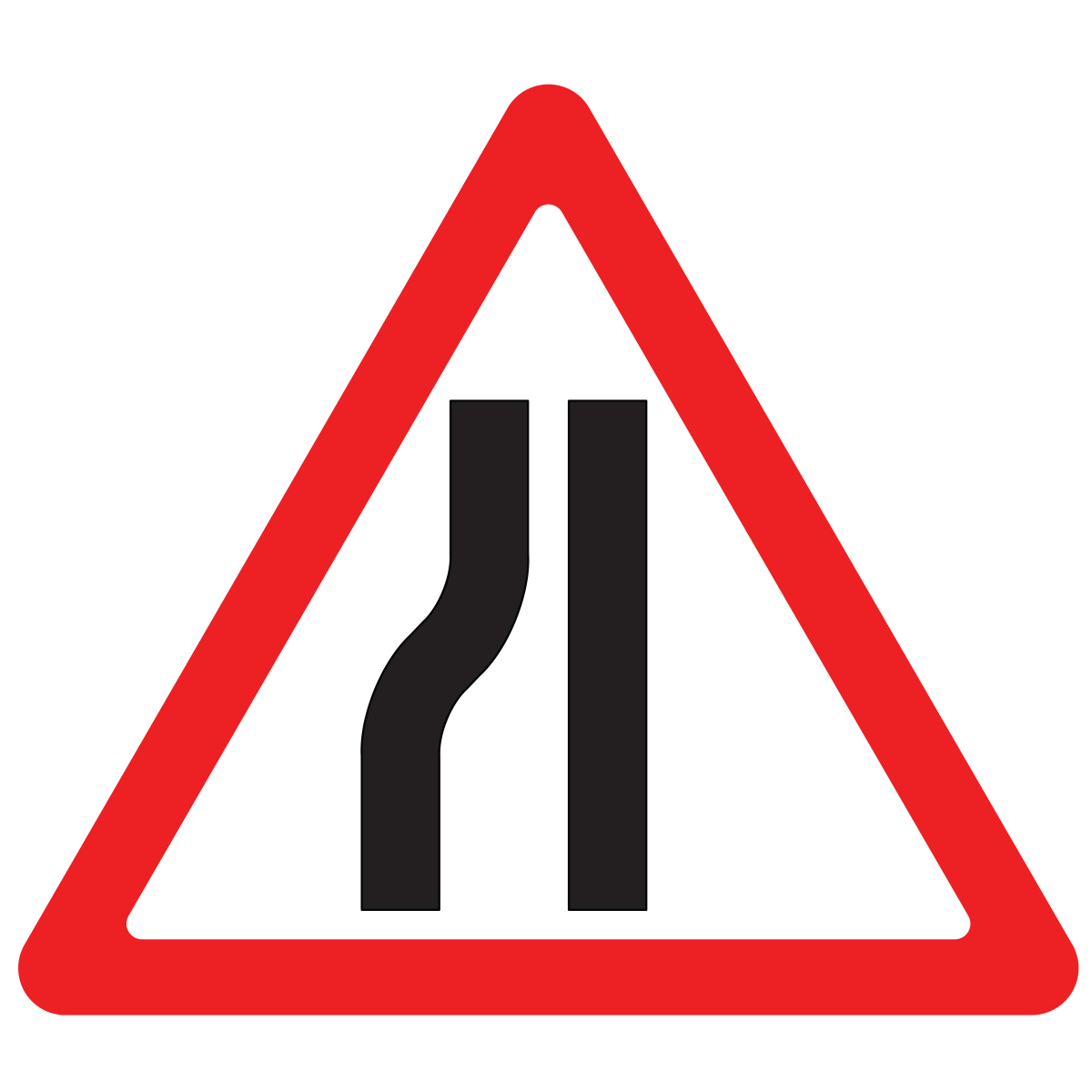 Дорожный знак 1.20.3 Сужение дороги (A=900) Тип А