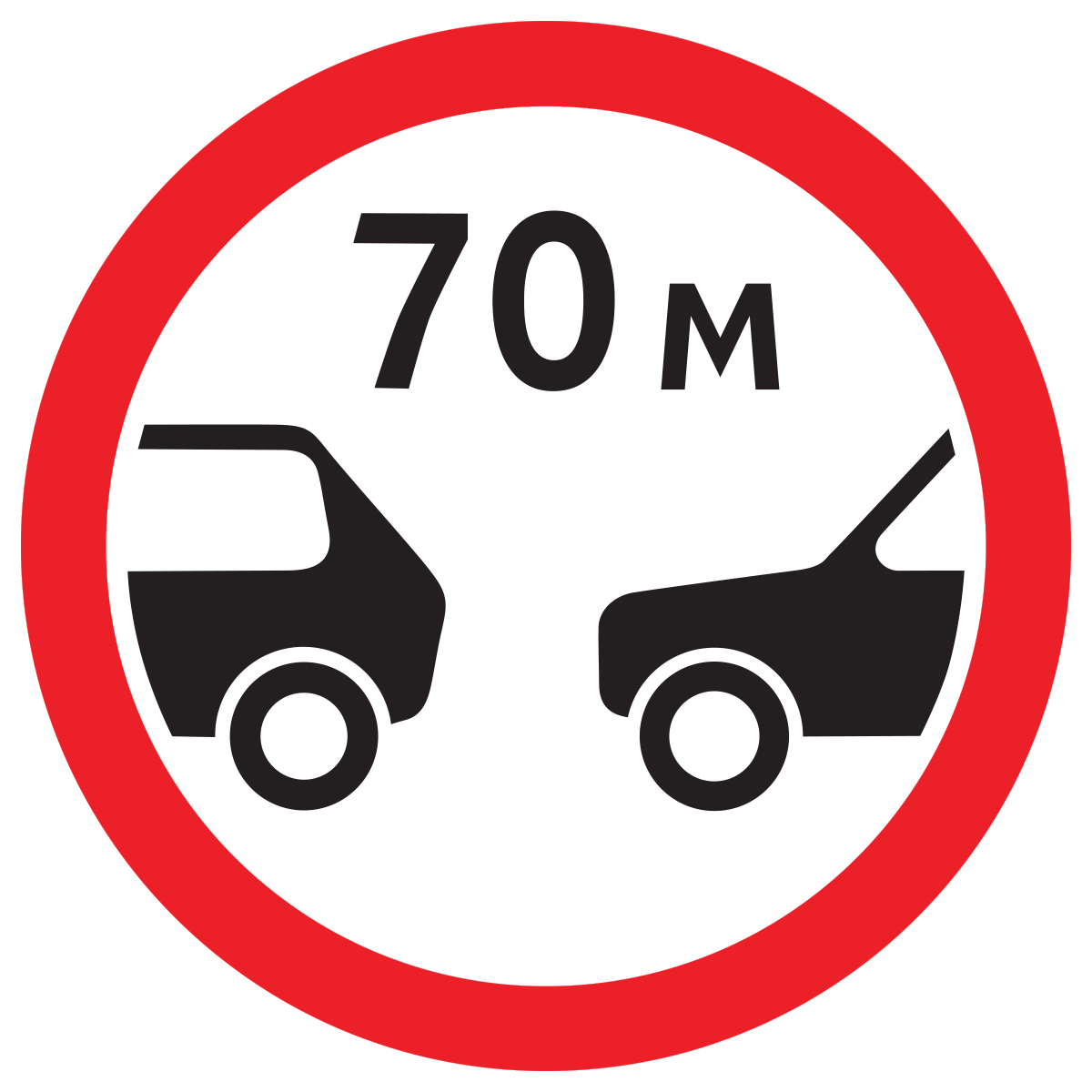 Дорожный знак 3.16 Ограничение минимальной дистанции (D=700) Тип А