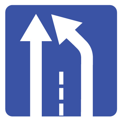 Дорожный знак 5.15.5 Конец полосы (B=700) Тип А