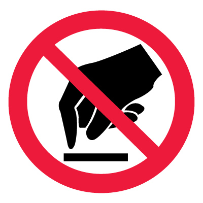 Знак P08 Запрещается прикасаться. Опасно •ГОСТ 12.4.026-2015• (Пленка 200 х 200)