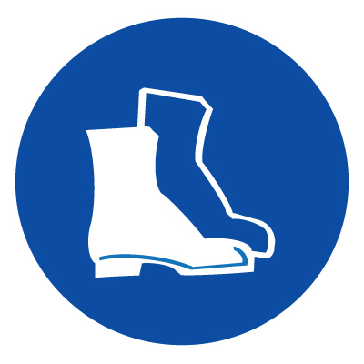 Знак M05 Работать в защитной обуви •ГОСТ 12.4.026-2015• (Пленка 200 х 200)