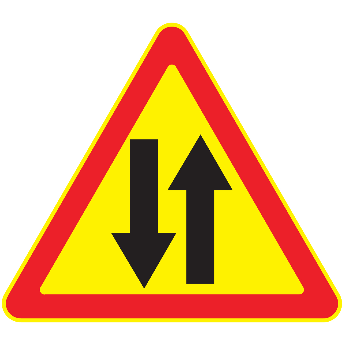 Дорожный знак 1.21 Двустороннее движение (Временный A=900) Тип А