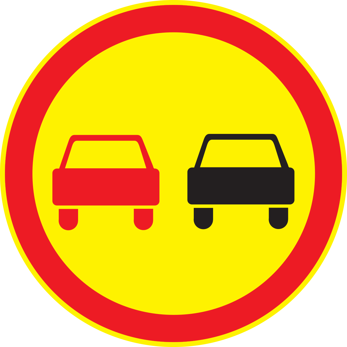Дорожный знак 3.20 Обгон запрещен (Временный D=700) Тип А
