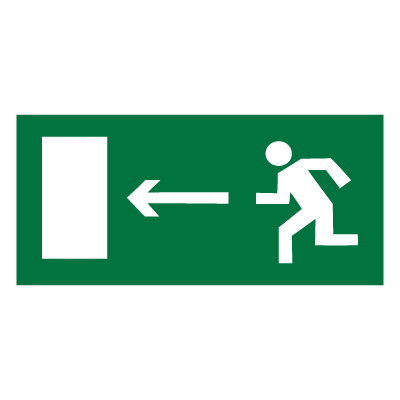 Знак E04 Направление к эвакуационному выходу налево •ГОСТ 12.4.026-2015• (Пластик 150 х 300)