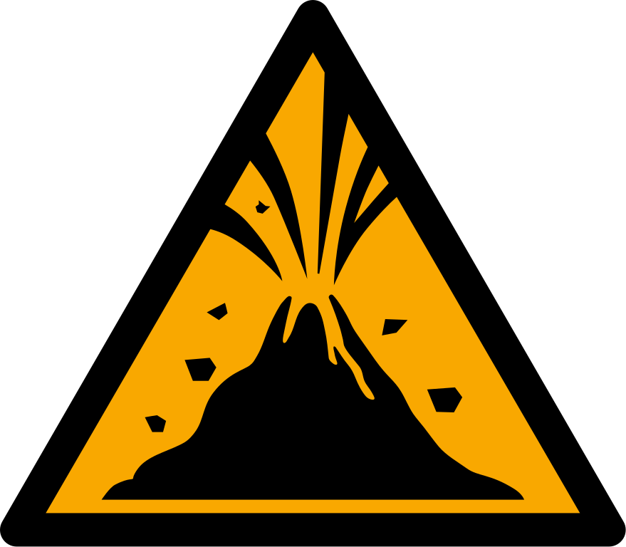 W075 Предупреждение; зона активного вулкана; предупреждение об активном вулкане и извержение/Warning; Active volcano zone