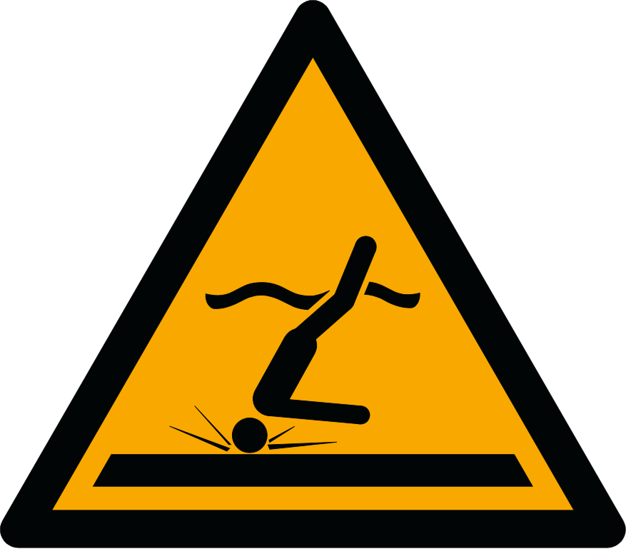 W048 Предупреждение; Мелководье (дайвинг)/Warning; Shallow water (diving)