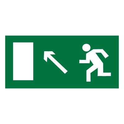 Знак E06 Направление к эвакуационному выходу налево вверх •ГОСТ 12.4.026-2015• (Пластик 150 х 300)