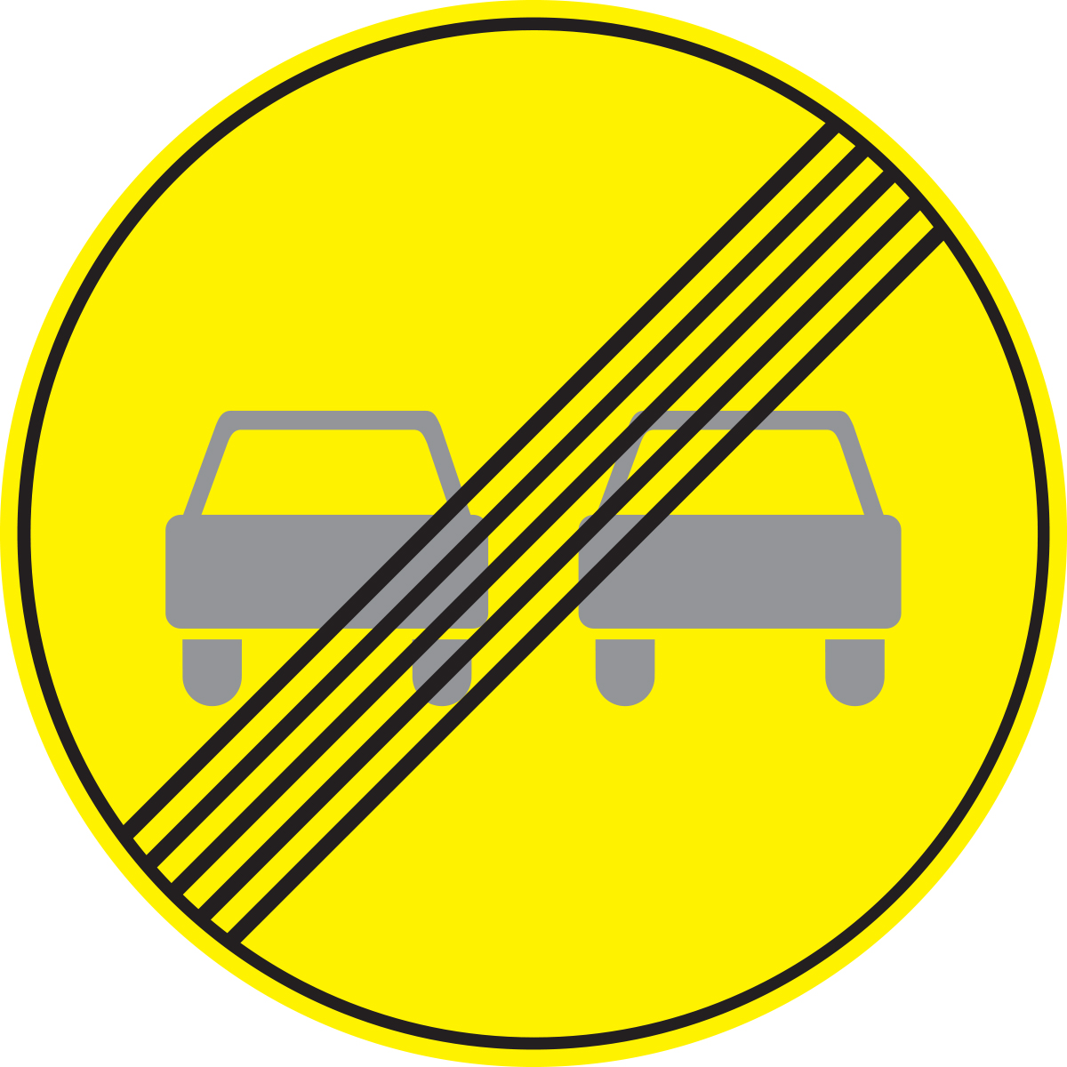 Дорожный знак 3.21 Конец запрещения обгона (Временный D=700) Тип А