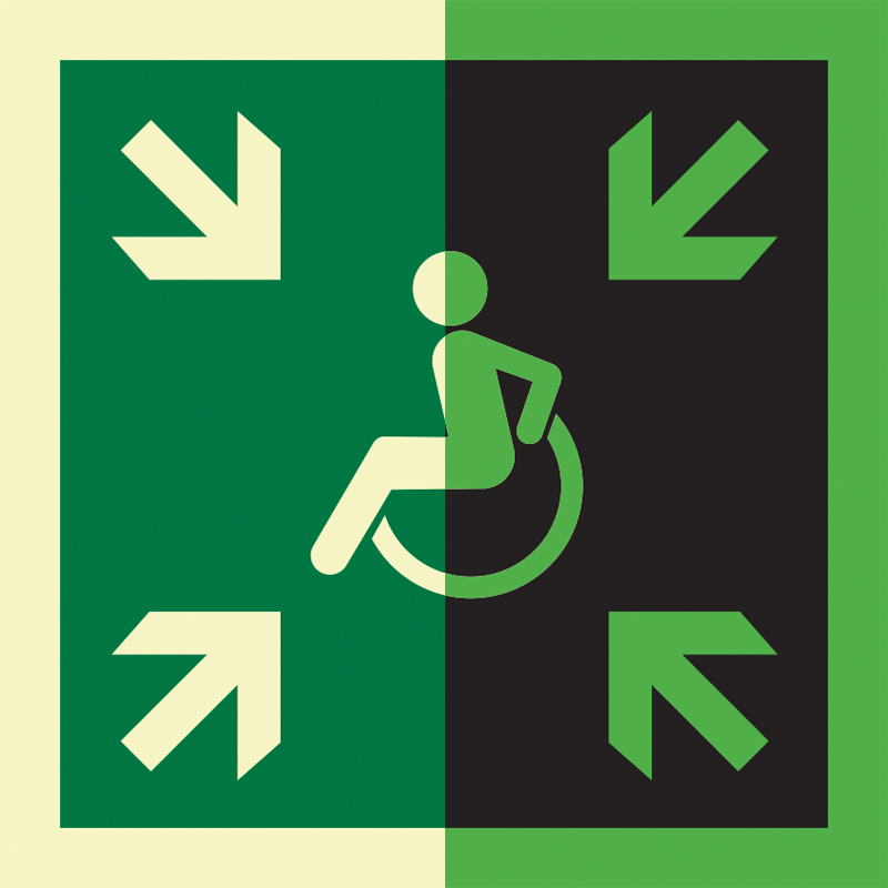 Знак T921 Пункт (место) сбора для инвалидов •ГОСТ Р 51671-2020• (Фотолюминесцентный Пленка 150 x 150)