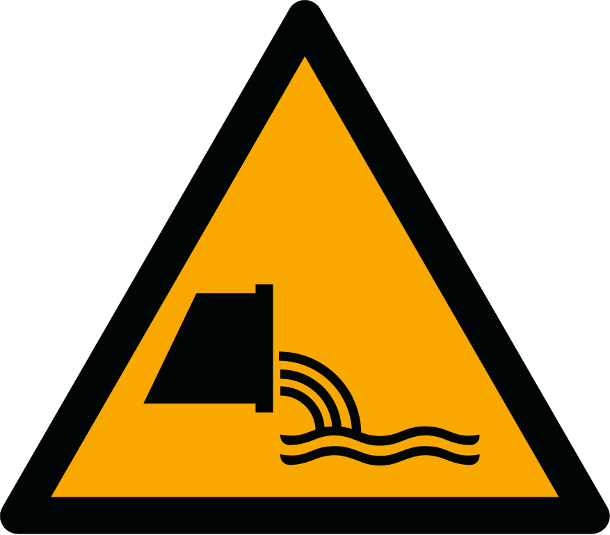 W055 Предупреждение; Сброс сточных вод/Warning; Sewage effluent outfall