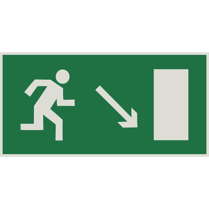 Знак E07 Направление к эвакуационному выходу направо вниз •ГОСТ 12.4.026-2015• (Световозвращающий Пленка 150 х 300)