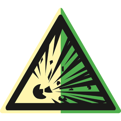 Знак W02 Взрывоопасно (Фотолюминесцентный Пластик 200 x 200) 2009