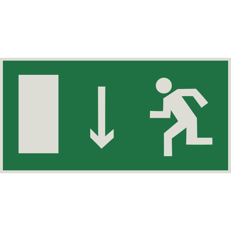 Знак E10 Указатель двери эвакуационного выхода (левосторонний) •ГОСТ 12.4.026-2015• (Световозвращающий Пленка 150 х 300)