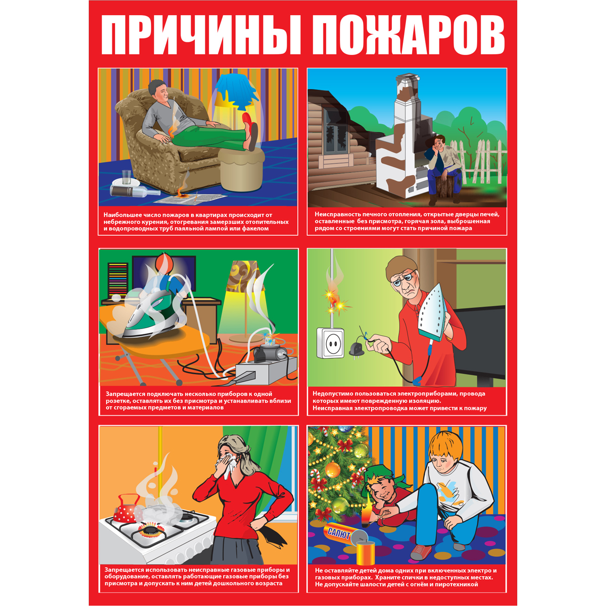 Плакат "Причины пожаров" (Пластик 2 мм, 1 л.)