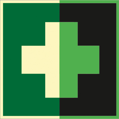 Знак EC01 Аптечка первой медицинской помощи •ГОСТ 34428-2018• (Фотолюминесцентный Пленка 100 x 100)