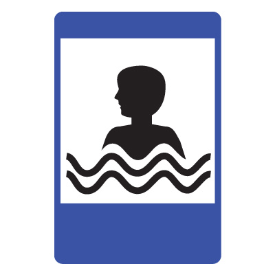 Дорожный знак 7.17 Бассейн или пляж (1050 x 700) Тип А