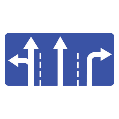 Дорожный знак 5.15.1 Направления движения по полосам (700 x 1400) Тип А