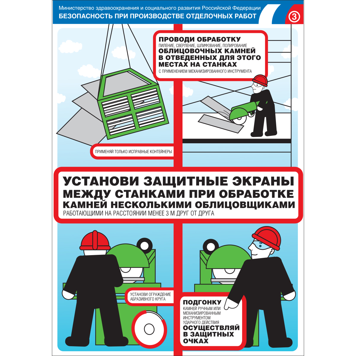 Плакат "Безопасность при производстве отделочных работ" (Бумага ламинированная,  к-т из 7 л.)