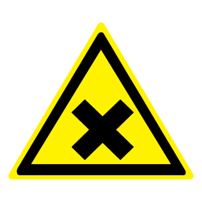 Знак W18 Осторожно. Вредные для здоровья аллергические (раздражающие) вещества •ГОСТ 12.4.026-2015• (Пластик 200 х 200)