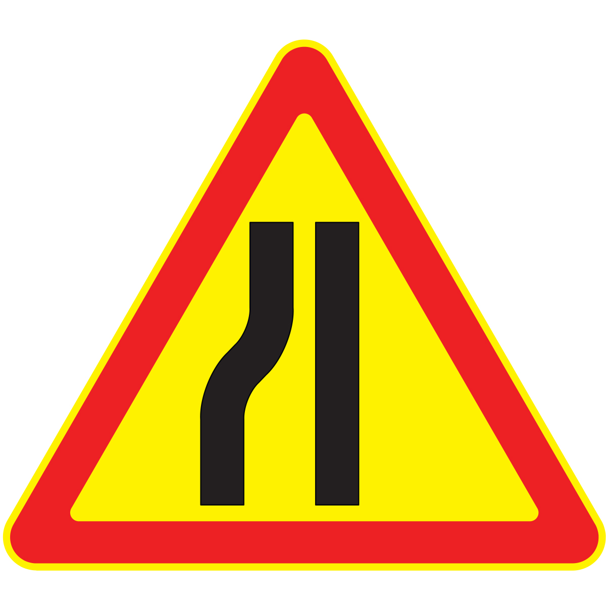 Дорожный знак 1.20.3 Сужение дороги (Временный A=900) Тип Б