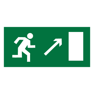 Знак E05 Направление к эвакуационному выходу направо вверх •ГОСТ 12.4.026-2015• (Пленка 150 х 300)